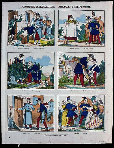 CROQUIS soldatS. (titre inscrit, français, anglais)