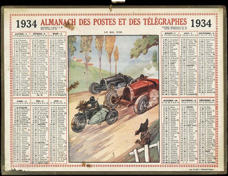 ALMANACH DES POSTES ET DES TELEGRAPHES / LE BOL D'OR (titre inscrit)