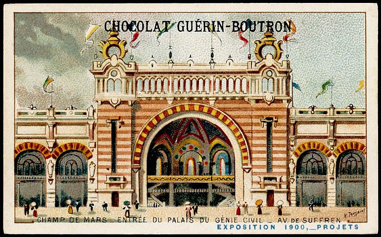 CHAMP DE MARS-ENTREE DU PALAIS DU GENIE CIVIL-AV. DE SUFFREN / EXPOSITION Universelle 1900, -PROJETS (titre inscrit)