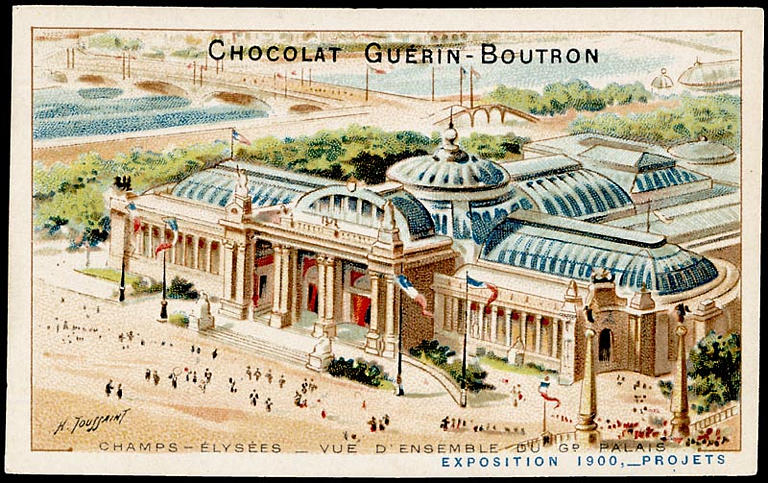CHAMPS-ELYSEES-VUE D'ENSEMBLE DU GD PALAIS / EXPOSITION Universelle 1900, -PROJETS (titre inscrit)