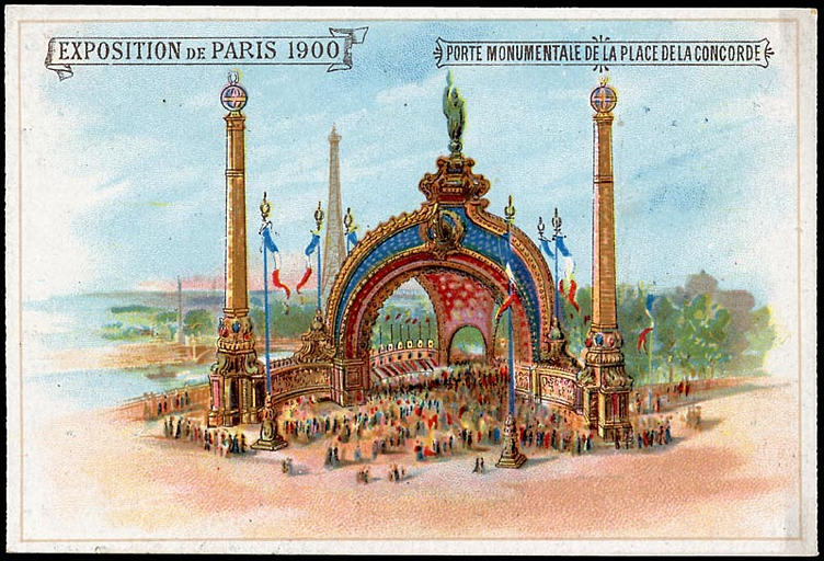 EXPOSITION Universelle DE PARIS 1900 / PORTE MONUMENTALE DE LA PLACE DE LA CONCORDE (titre inscrit)