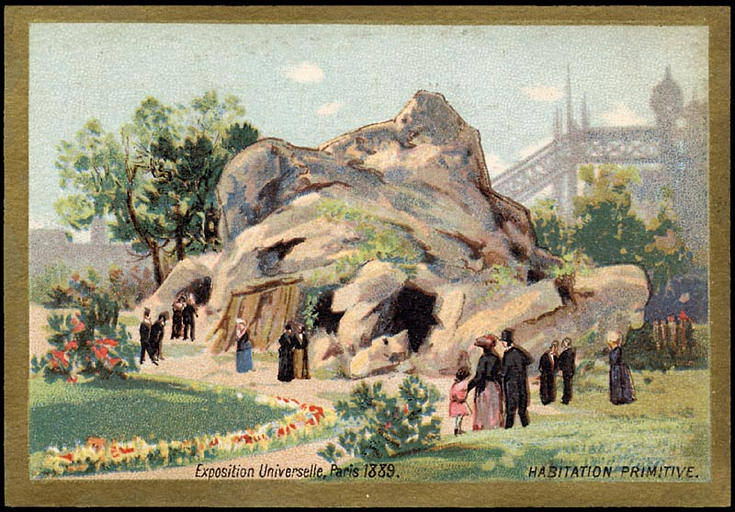 Exposition Universelle, Paris, 1889. HABITATION PRIMITIVE. (titre inscrit)