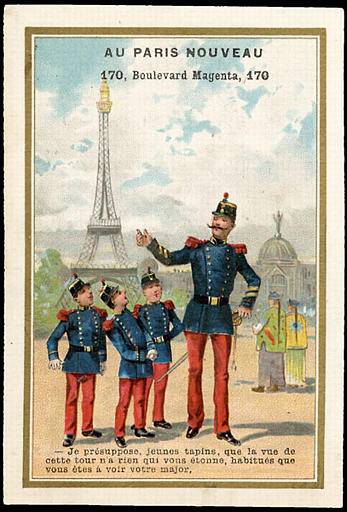 - Je présuppose, jeunes tapins, que la vue de / cette tour n'a rien qui vous étonne, habitués que / vous êtes à voir votre major. (titre inscrit)