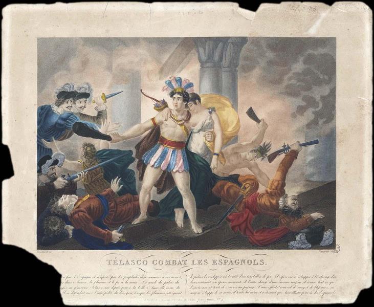 Telasco combat les Espagnols (titre inscrit)