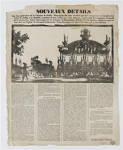 NOUVEAUX DETAILS Sur l'Inauguration de la colonne de Juillet.(titre inscrit)