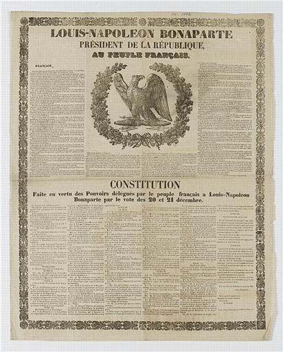 LOUIS-NAPOLEON BONAPARTE PRESIDENT DE LA REPUBLIQUE, AU PEUPLE FRANÇAIS (titre inscrit)