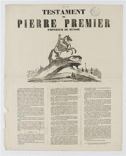 TESTAMENT DE PIERRE PREMIER EMPEREUR DE RUSSIE (titre inscrit)