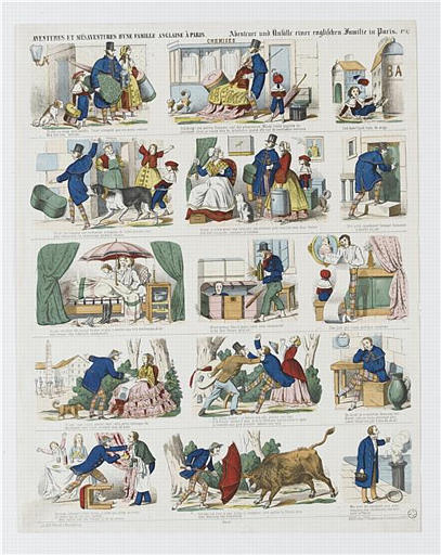 AVENTURES ET MESAVENTURES D'UNE FAMILLE ANGLAISE A PARIS (titre inscrit, français, allemand, gothique)