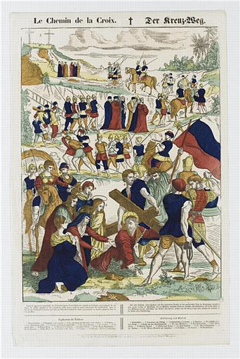 LE CHEMIN DE LA CROIX (titre inscrit, français, allemand, gothique)