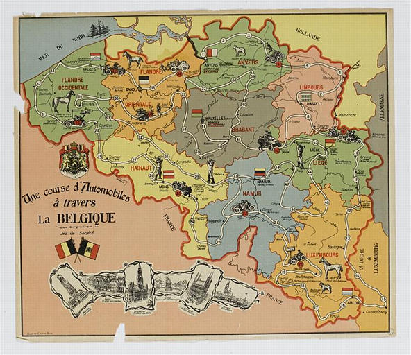 Une course d'Automobiles / à travers / La BELGIQUE (titre inscrit)