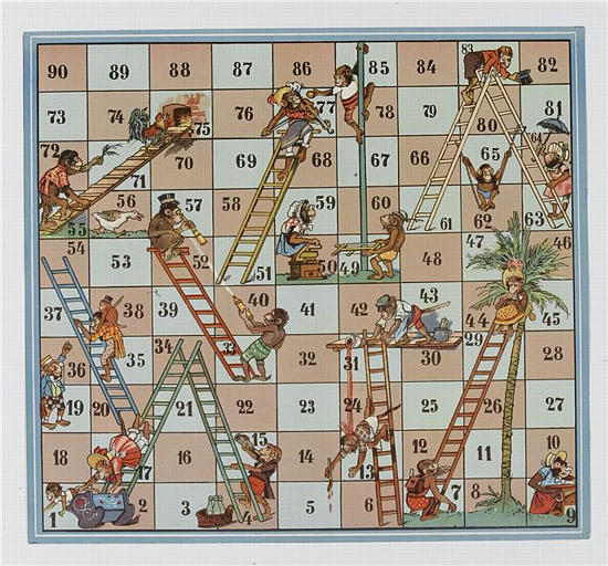 jeu d'échelles avec singes costumés (titre factice)