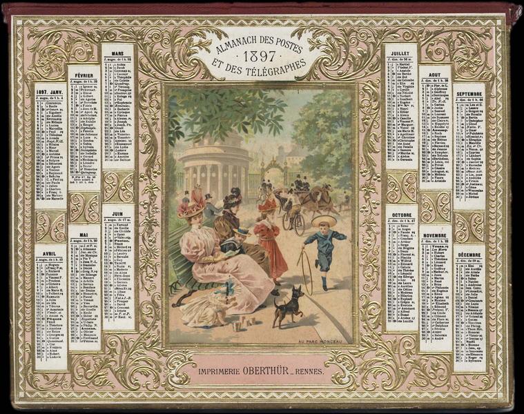 ALMANACH DES POSTES ET DES TELEGRAPHES / AU PARC MONCEAU (titre inscrit)