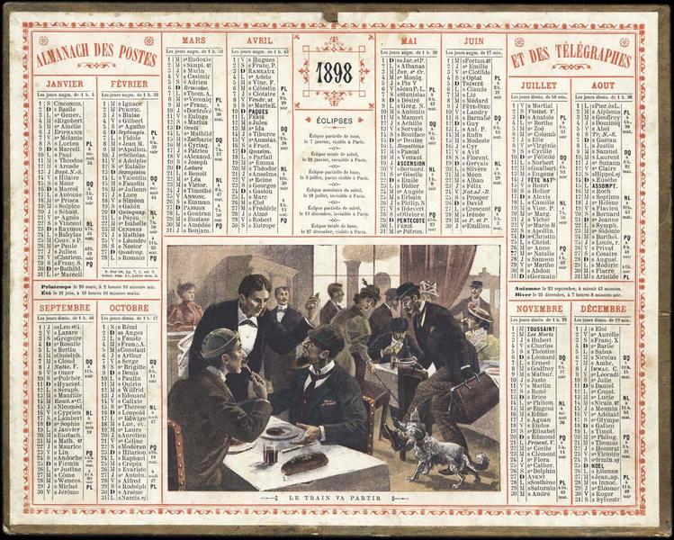 ALMANACH DES POSTES ET DES TELEGRAPHES / LE TRAIN VA PARTIR (titre inscrit)