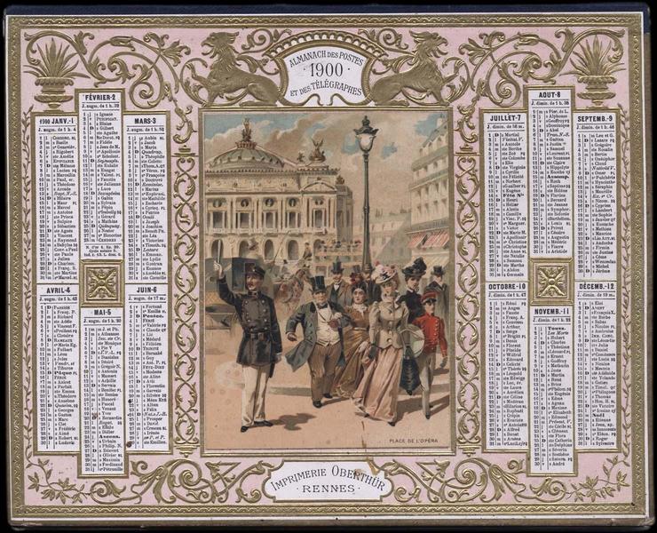 ALMANACH DES POSTES ET DES TELEGRAPHES / PLACE DE L'OPERA (titre inscrit)