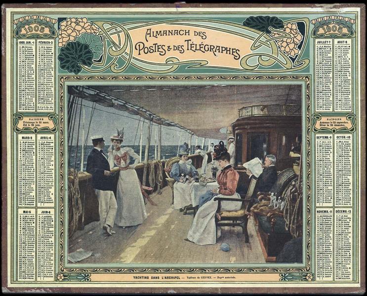 ALMANACH DES POSTES ET DES TELEGRAPHES / YACHTING DANS L'ARCHIPEL - Tableau de GERVEX.- Rep autorisée (titre inscrit)