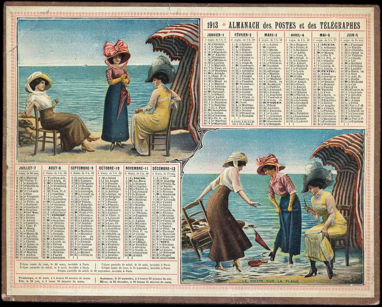 ALMANACH DES POSTES ET DES TELEGRAPHES / LE POTIN SUR LA PLAGE (titre inscrit)