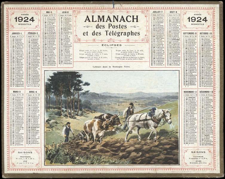 ALMANACH DES POSTES ET DES TELEGRAPHES / Labour dans la Montagne Noire (titre inscrit)
