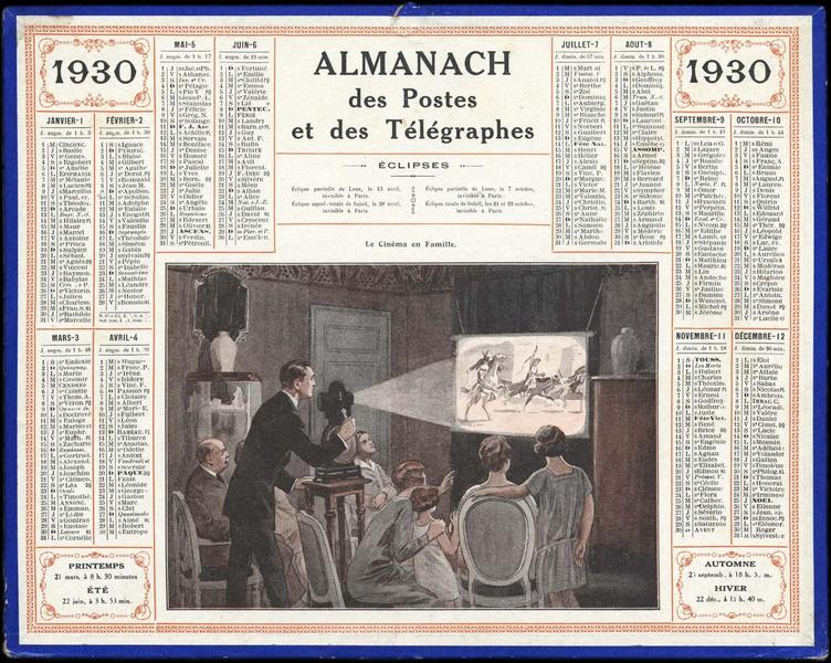 ALMANACH des Postes et des Télégraphes / Le cinéma en famille (titre inscrit)