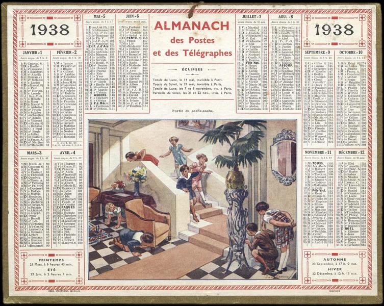 ALMANACH des Postes et des Télégraphes / Partie de cache-cache (titre inscrit)