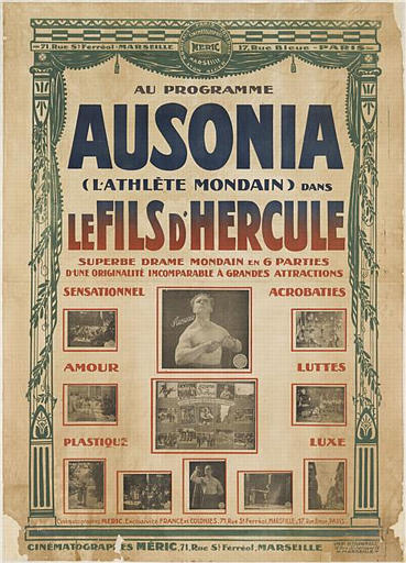 AU PROGRAMME / AUSONIA / (L'ATHLÈTE MONDAIN) DANS / LE FILS D'HERCULE (titre inscrit)