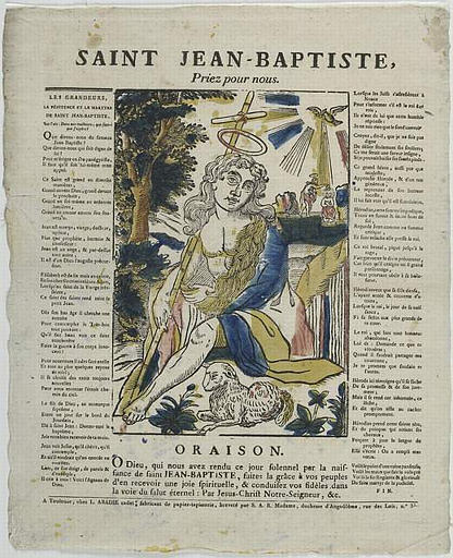 SAINT JEAN-BAPTISTE, Priez pour nous. (titre inscrit)