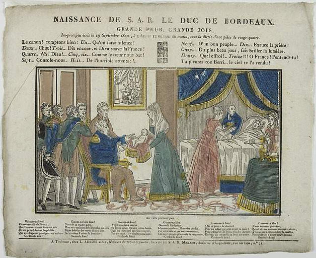 NAISSANCE DE S. A. R. LE DUC DE BORDEAUX. (titre inscrit)