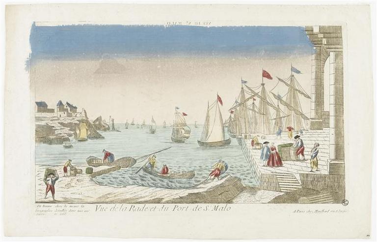 VUE DE ST. MALO. (titre inscrit, en caractères inversés) ; Vue de la Rade et du Port de St. Malo (titre inscrit)
