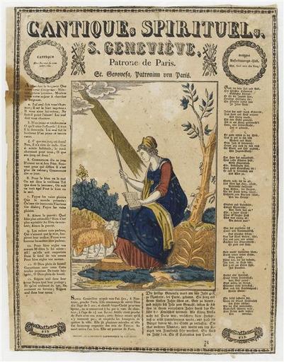 CANTIQUES SPIRITUELS. / S. GENEVIEVE, / Patrone de Paris (titre inscrit)
