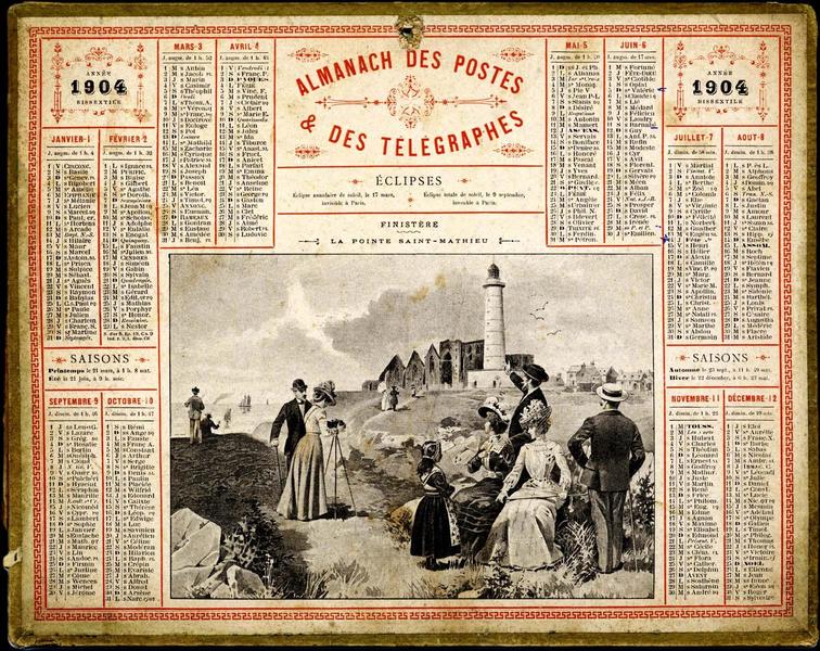 ALMANACH DES POSTES / ET DES TELEGRAPHES / ANNEE / 1904 / BISSEXTILE (titre inscrit)