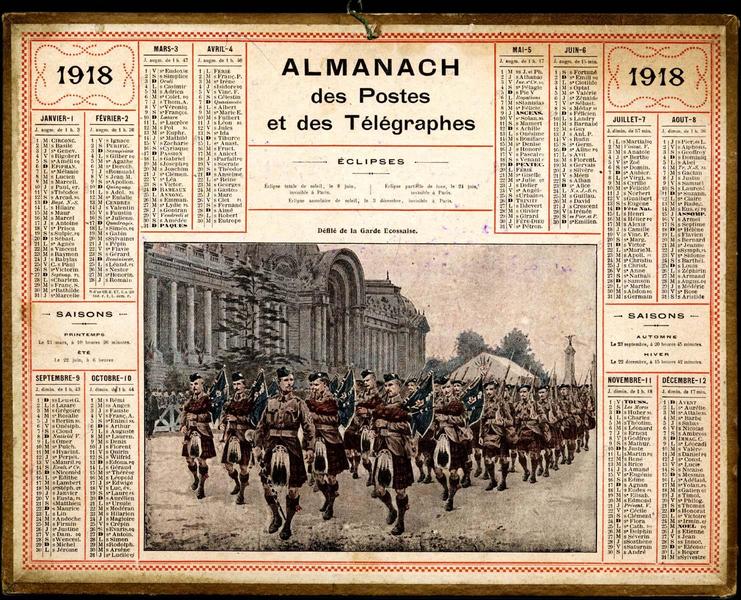ALMANACH / des Postes / et des Télégraphes / 1918 (titre inscrit)