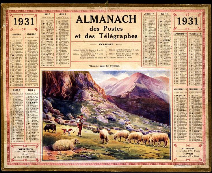 ALMANACH / des Postes / et des Télégraphes / 1931 (titre inscrit)