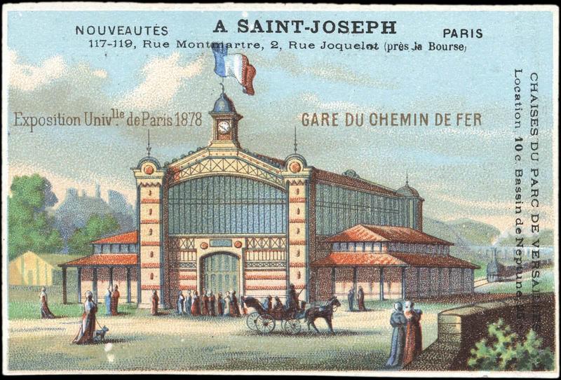 EXPOSITION Universelle Univ.lle de Paris 1878 GARE DU CHEMIN DE FER (titre inscrit)