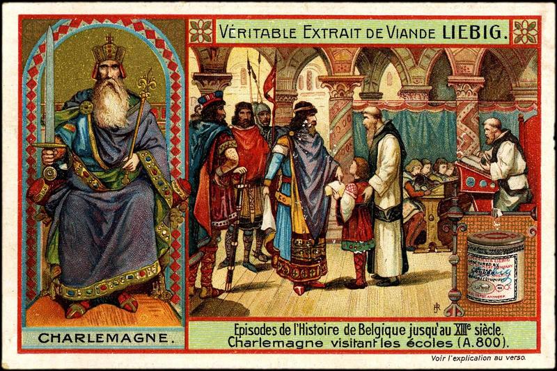 Episodes de l'histoire de Belgique jusqu'au XIIIe siècle (titre inscrit) Charlemagne visitant les écoles (A.800)