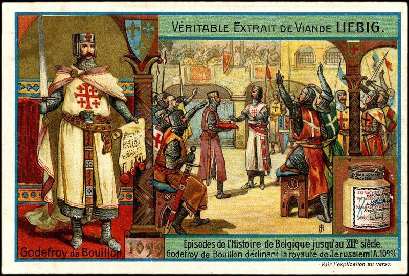 Episodes de l'histoire de Belgique jusqu'au XIIIe siècle. Godefroy de Bouillon déclinant la royauté de Jérusalem (A.1099) (titre inscrit)