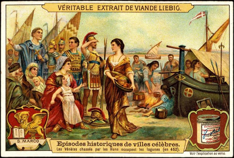 Episodes historiques de villes célèbres. Les Vénètes chassés par les Huns occupent les lagunes (en 452)  (titre inscrit)