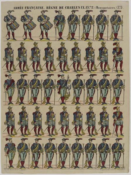 ARMEE FRANCAISE. REGNE DE CHARLES IX.1572.(Mousquetaires.) (titre inscrit)