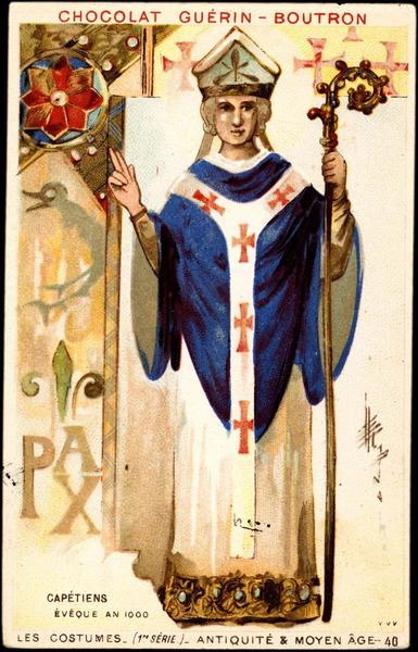 CAPETIENS / EVEQUE AN 1000 / LES COSTUMES- (1re SERIE) - ANTIQUITE ET MOYEN AGE-40 (titre inscrit)