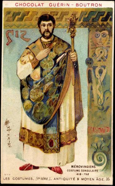 LES COSTUMES- (1ERE SÉRIE) - ANTIQUITÉ & MOYEN AGE.35.MEROVINGIENS / COSTUME CONSULAIRE / 418-752 (titre inscrit)