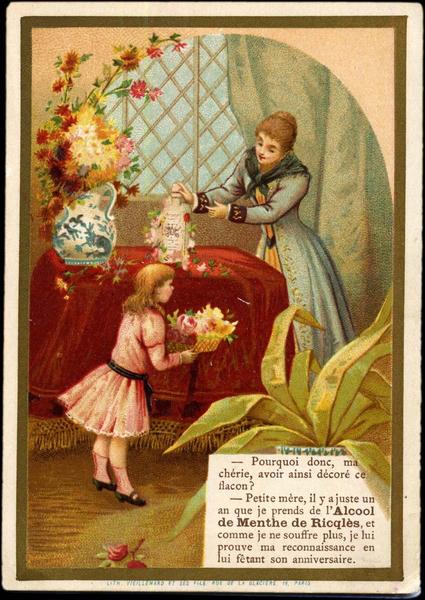 - Pourquoi donc, ma / chérie, avoir ainsi décoré ce / flacon ? (titre inscrit)