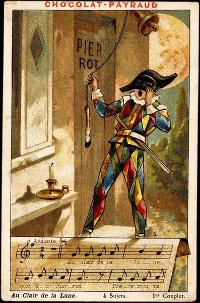 Au clair de la lune / 4 sujets / 1er couplet (titre inscrit)