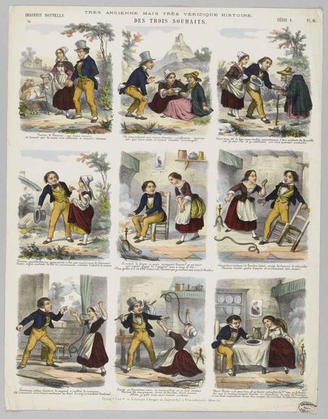 IMAGERIE NOUVELLE. TRES ANCIENNE MAIS TRES VERIDIQUE HISTOIRE. / DES TROIS SOUHAITS (titre inscrit)