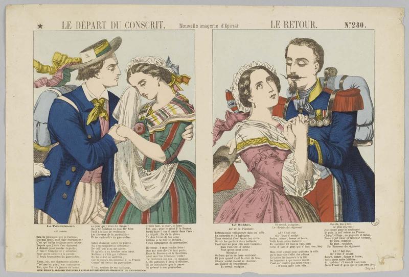 LE DEPART DU CONSCRIT-LE RETOUR (titre inscrit)