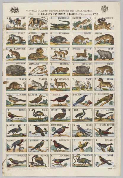 ALPHABETS D'ANIMAUX ET D'OISEAUX (titre inscrit)