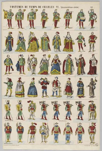 COSTUMES DU TEMPS DE CHARLES VI (Quatorzième siècle.) (titre inscrit)