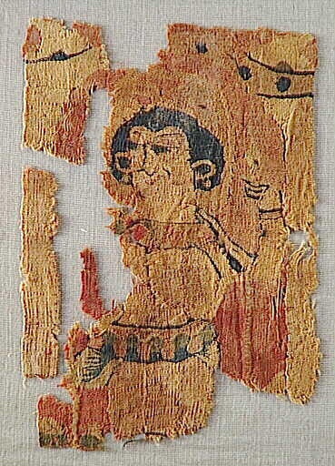 Tenture (?) : homme tunique jaune ceinture