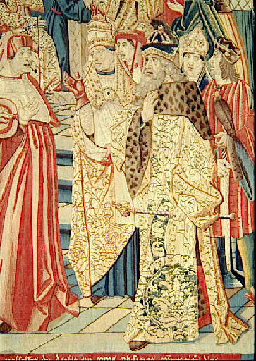 Légende de saint Etienne (scène 19) : Eudoxia, fille de l'empereur réclame le corps du saint