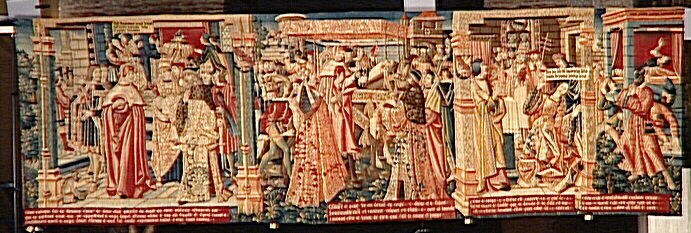 Légende de saint Etienne (scène 22) : Les gens de Constantinople sont empêchés par miracle de reprendre le corps