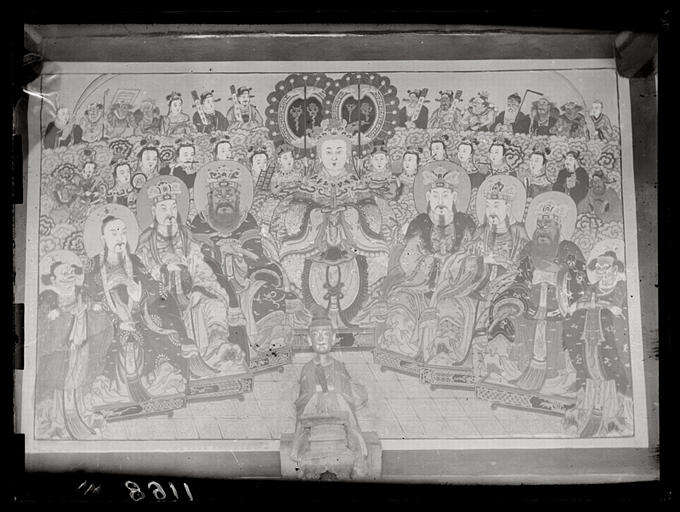 [Shanxi] Chan-si septentrional. Peinture murale dans un temple à Pei-siu t'ouen [Beixutun], la déesse, les cinq Rois-dragons et le Maître de la pluie (cf. n° 1175) [cf. AP13059]