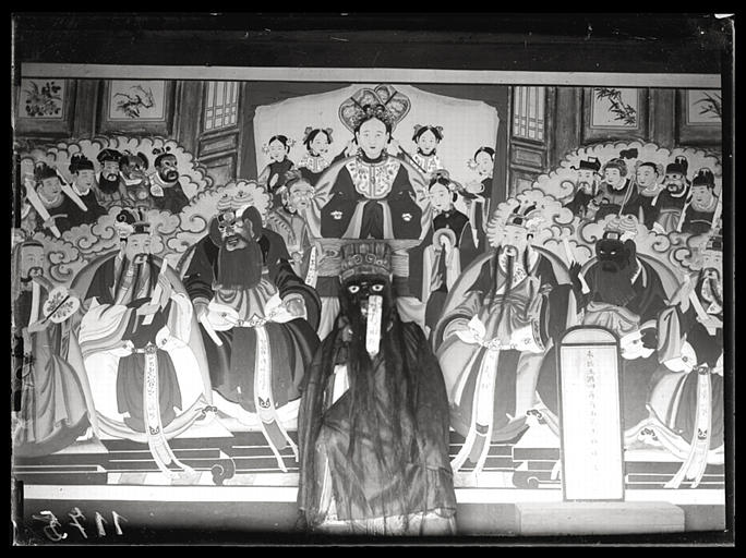 [Shanxi] Chan-si. Peinture représentant la déesse, les cinq Rois-dragons et le Maître de la pluie (cf.n°1168) [cf. AP13052] dans un village au nord-est de Wou-t'ai hien [Wutaixian]