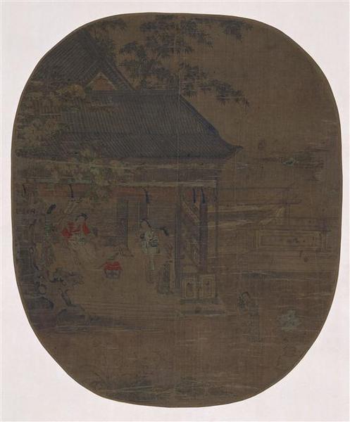 Jeunes femmes dans un pavillon de jardin